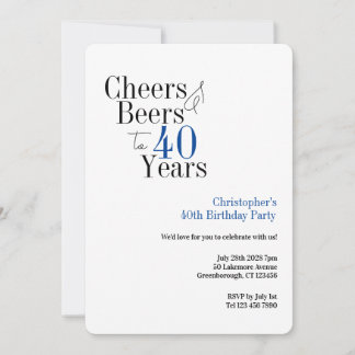 Einfache Cheers-Beers-Party zum 40. Geburtstag Einladung