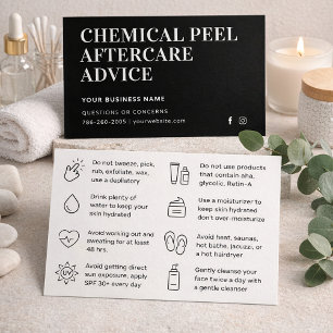 Einfache chemische Peel-Aftercare-Instruktionskart