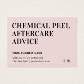 Einfache chemische Peel-Aftercare-Instruktionskart (Vorderseite)
