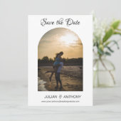 Einfache Chic 2 Foto Hochzeit Save The Date (Stehend Vorderseite)
