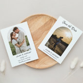 Einfache Chic 2 Foto Hochzeit Save The Date