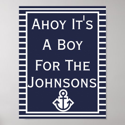 Einfache Chic Ahoy Es ist ein Baby-Showposter Poster (Vorne)