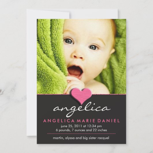 Einfache Chic Baby-Ankündigung Ankündigung (Vorderseite)