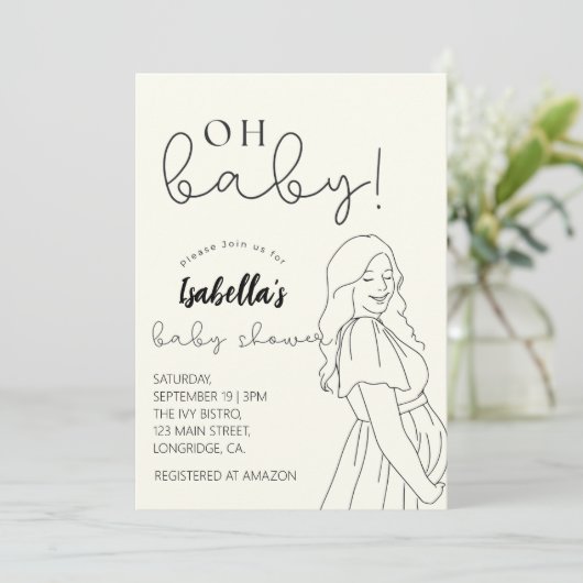 Einfache Chic Baby-Dusche Einladung (Stehend Vorderseite)