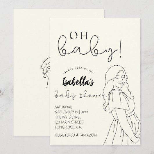 Einfache Chic Baby-Dusche Einladung (Vorne/Hinten)