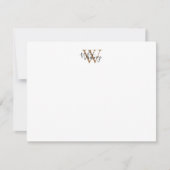 Einfache Chic Black Gold Monogram Script Name Mitteilungskarte (Vorderseite)