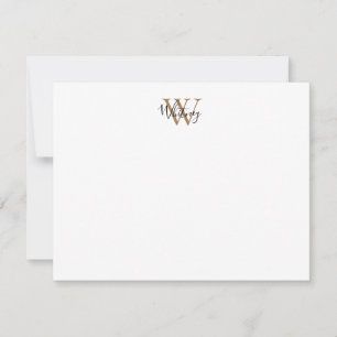 Einfache Chic Black Gold Monogram Script Name Mitteilungskarte