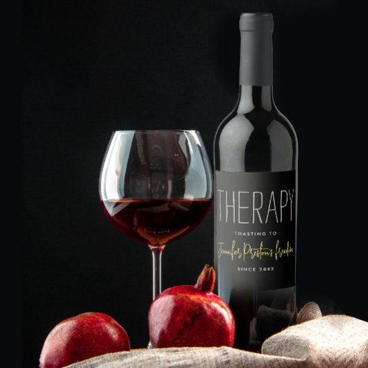 Einfache Chic Black Yellow Scheidung Break Name Weinetikett