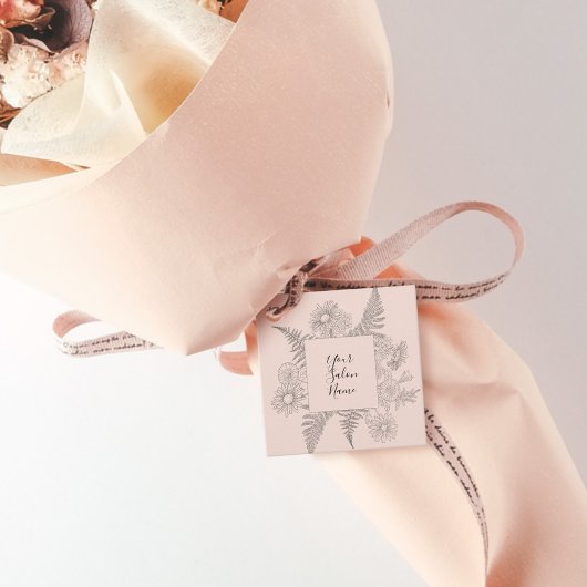 Einfache Chic Blush Line Gezeichnet Blume Blumenmu Geschenkanhänger