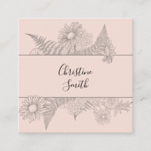 Einfache Chic Blush Pink Floral Daisy Beauty Quadratische Visitenkarte