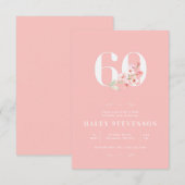 Einfache Chic Blush Pink Weiße Blüte 60. Geburtsta Einladung (Vorne/Hinten)