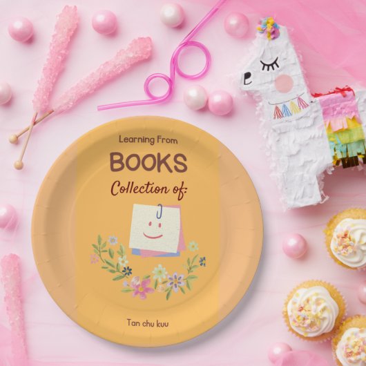 Einfache Chic Books-Sammlung von Textplatten Pappteller (Party)