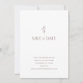 Einfache Chic Botanical Script White Mauve Wedding Save The Date (Vorderseite)