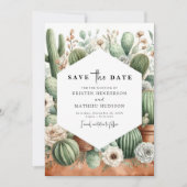Einfache Chic Cactus Wedding Save The Date (Vorderseite)