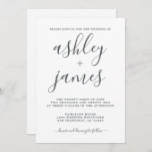 Einfache Chic Calligrafy Schwarz-weiß Wedding Einladung (Vorne/Hinten)