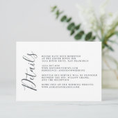 Einfache Chic Calligrafy Wedding Details Begleitkarte (Stehend Vorderseite)