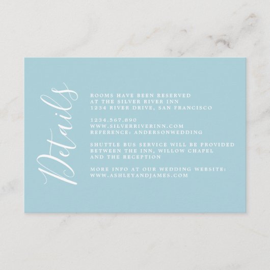 Einfache Chic Calligrafy Wedding Details Umschließ Begleitkarte (Vorderseite)