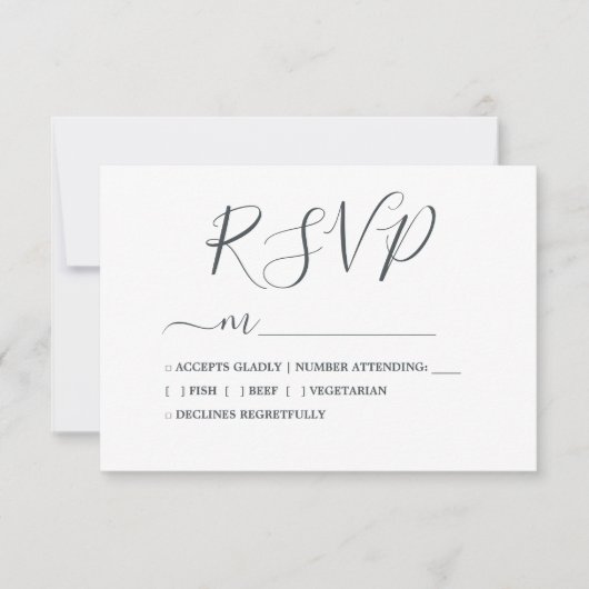 Einfache Chic Calligrafy Wedding RSVP Karte (Vorderseite)