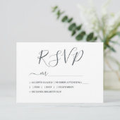 Einfache Chic Calligrafy Wedding RSVP Karte (Stehend Vorderseite)