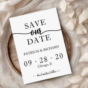 Einfache Chic Calligrafy Wedding Save the Date Einladung