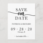 Einfache Chic Calligrafy Wedding Save the Date Postkarte (Vorderseite)