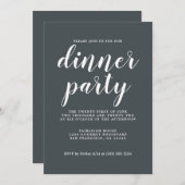 Einfache Chic Calligraphie Off Black Dinner Party Einladung (Vorne/Hinten)