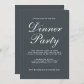 Einfache Chic Calligraphie Off Black Dinner Party Einladung (Vorne/Hinten)