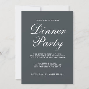 Einfache Chic Calligraphie Off Black Dinner Party Einladung