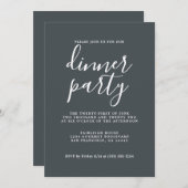 Einfache Chic Calligraphie Off Black Dinner Party Einladung (Vorne/Hinten)