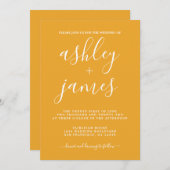 Einfache Chic Calligraphy Mellow Yellow Wedding Einladung (Vorne/Hinten)