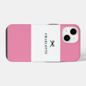 Einfache Chic Classic rosa Bow Monogram Name iPhone Hülle (Rückseite (Horizontal))