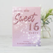 Einfache chic Coole Rose Gold Tiara Sweet 16 Einla Einladung (Stehend Vorderseite)