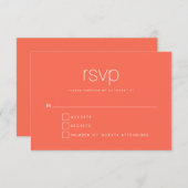 Einfache Chic Coral Moderne Typografie Hochzeit RSVP Karte (Vorne/Hinten)