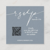 Einfache Chic Dusty Blue QR Code Hochzeit Begleitkarte (Vorderseite)