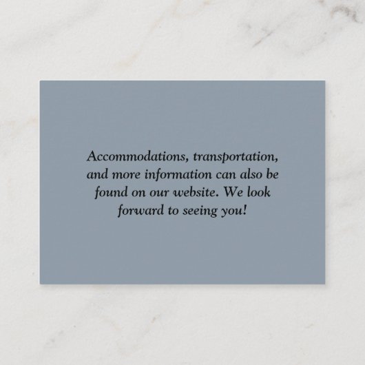 Einfache Chic Dusty Blue QR Code Hochzeit Begleitkarte (Rückseite)