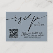 Einfache Chic Dusty Blue QR Code Hochzeit Begleitkarte (Vorderseite)