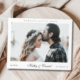 Einfache Chic Elegant Calligraphy Foto Hochzeit Gästebuch