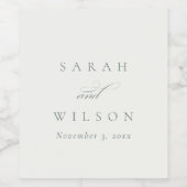 Einfache Chic Elegante Script Schwarz-weiße Hochze Weinetikett (Einzelnes Label)