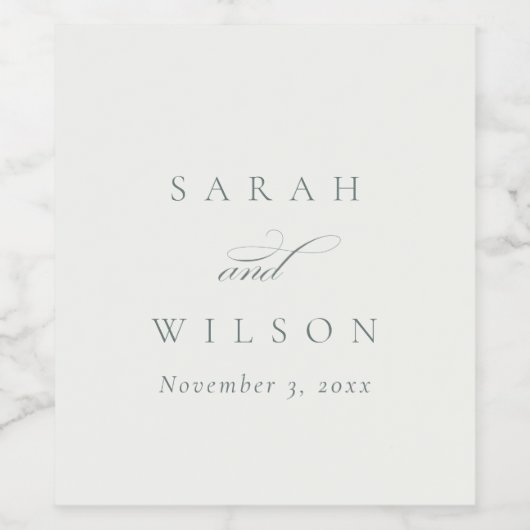 Einfache Chic Elegante Script Schwarz-weiße Hochze Weinetikett (Einzelnes Label)