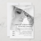 Einfache Chic Elegantes Schwarz-weißes Foto Hochze Einladung (Vorderseite)