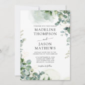 Einfache Chic Eukalyptus Wash Gold Grüne Hochzeit Einladung (Vorderseite)