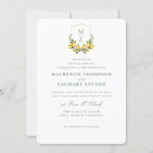 Einfache Chic Floral Citrus Hochzeitseinladung Einladung