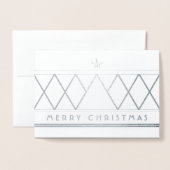 Einfache Chic Geometric Frohe Weihnachtsbaum Real Folienkarte (Vorderseite mit Umschlag)