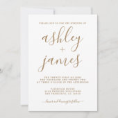 Einfache Chic Gold Calligrafy Wedding Einladung (Vorderseite)