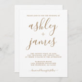 Einfache Chic Gold Calligrafy Wedding Einladung (Vorne/Hinten)