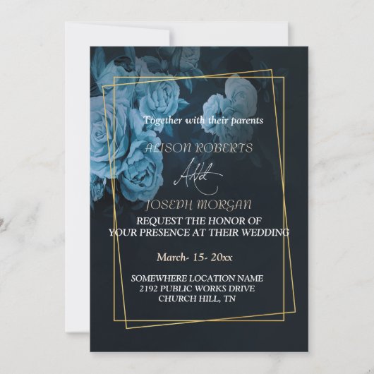 Einfache Chic Gold Geometric Frame Wedding Einladung (Vorderseite)