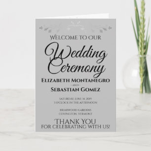 Einfache Chic Gray Blüh Hochzeit gefaltet Programm