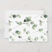 Einfache Chic Greenery Eucalyptus Wedding RSVP Car Einladung (Rückseite)