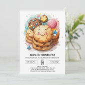Einfache Chic Happy Cookies Geburtstag Einladung (Stehend Vorderseite)
