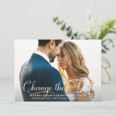 Einfache Chic Hochzeit ändern das Datum Einladung (Stehend Vorderseite)